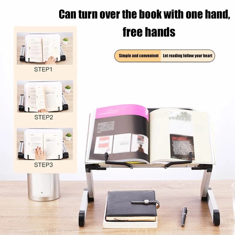 360 Degree Adjustable Book Stand Foldable Laptop Holder Reading Rest Aluminium Alloy Home School Document Study Room Desktop | Канцтовары