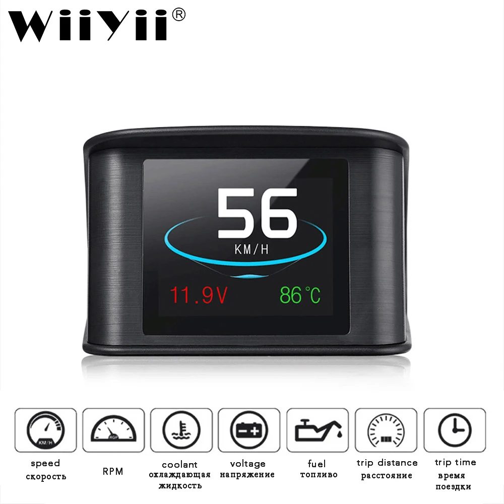 Автомобильный индикатор температуры WiiYii OBD2 HUD P10 цифровой измеритель скорости