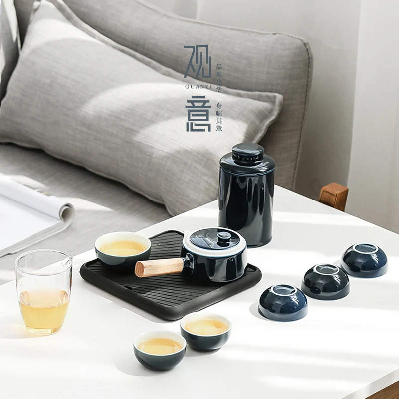 Display Tea Set Ceramic Charms Aesthetic Kung Fu Tea Pot and Cup Set Portable Gift Box Tetera Porcelana Teaware Sets BG50TS