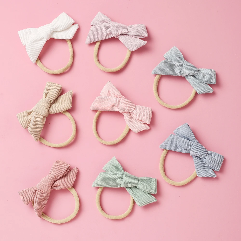 17 шт. милые вельветовые повязки для волос с бантом маленьких девочек нейлоновые