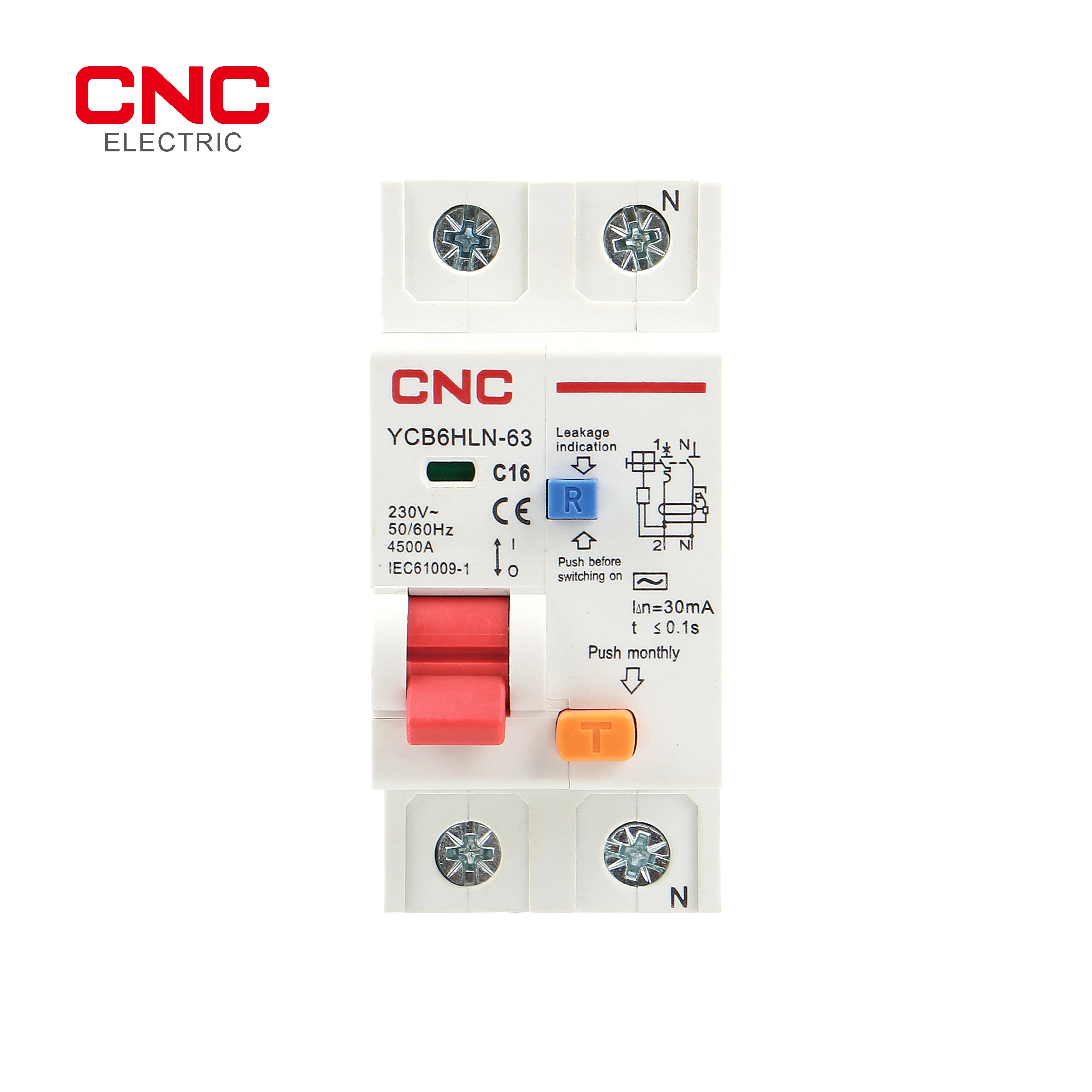 

CNC 1P+N 6A/10A/16A/20A/25A/32A/40A/50A/63A Residual Current Circuit Breaker with Over Current Protection RCBO