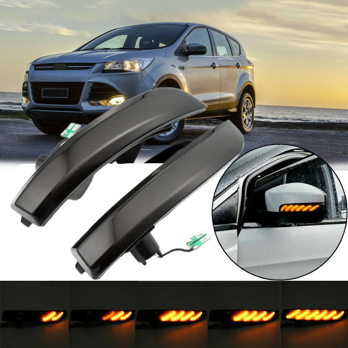 

Replacement Turn Signal Light Right Yellow Front Indicator LED Lamp Parts Rear View