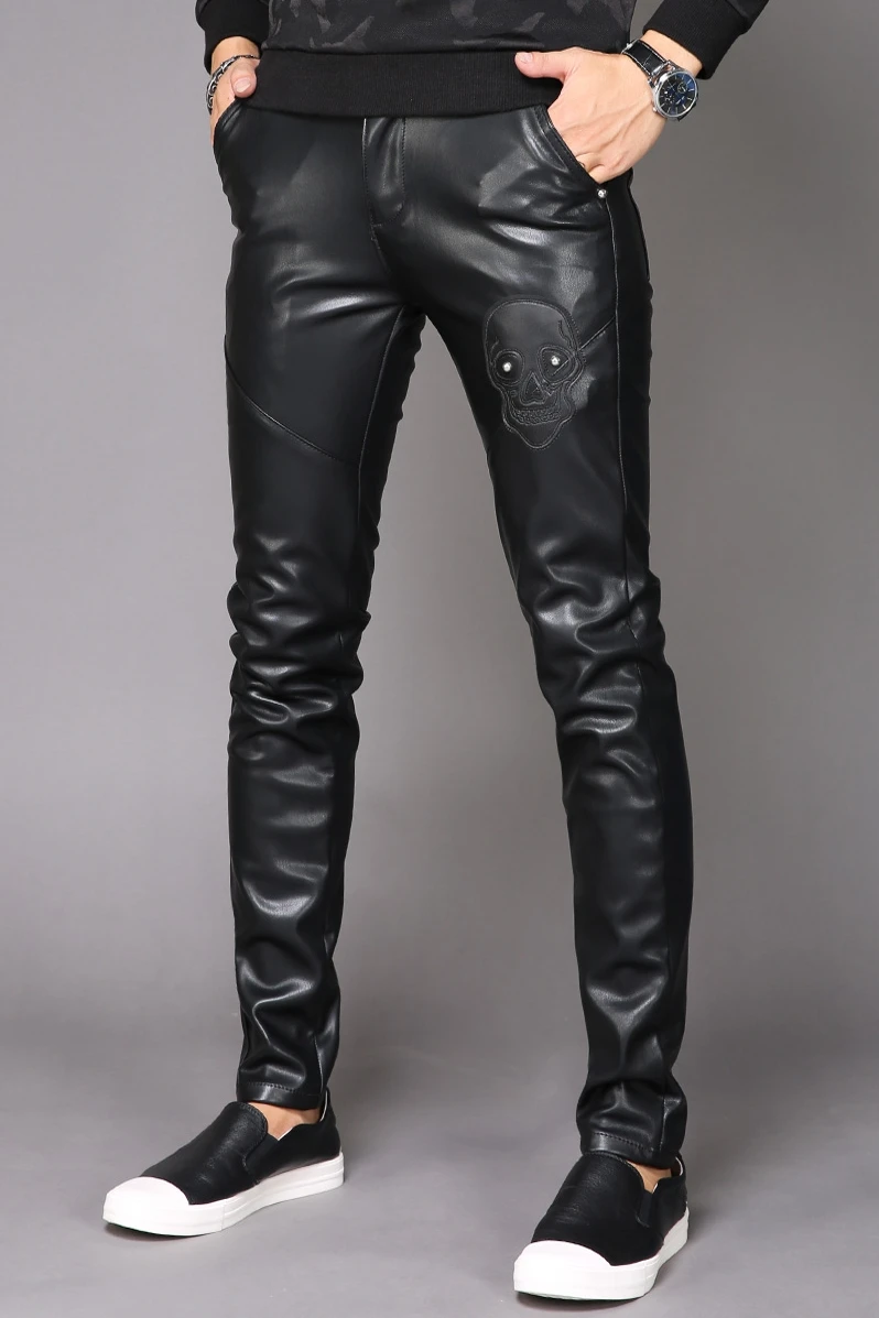 Мужские брюки из ПУ кожи Новинка для ночного клуба мужские мотоциклетные с