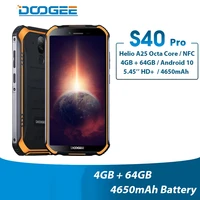 doogee s40 pro ip68ip69k rugged smartphone 5 45 nfc 4gb ram 64gb rom helio a25 octa core android 10 4650mah 13mp mobile phone