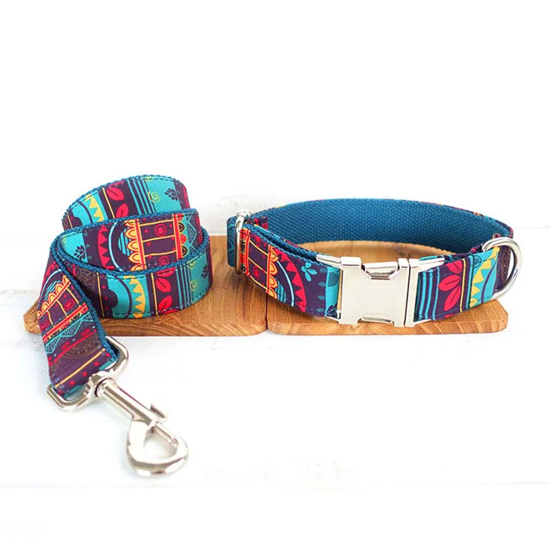 Дизайнерский ошейник для собак с поводком и персонализированным рисунком майи