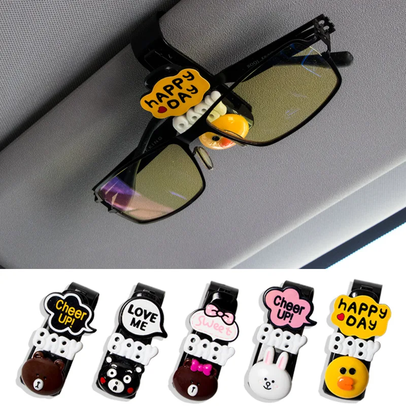 

Universal Car Sun Visor Glasses Cartoon Box Sunglasses Clip Card Ticket Holder Fastener Cute Auto Eyeglasses Case Accessories