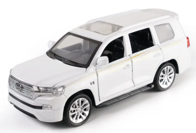 Новинка 1:32 литая под давлением литая модель автомобиля Toyota Land Cruiser, звуковой светильник, игрушечные машинки для детей, подарки для друзей
