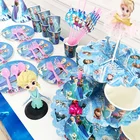 Замороженная тема вечерние столовые приборы Аиша Королева Дети День рождения Реквизит для украшения вечеринки место расположение шар тарелка чашка ложка нож вилка