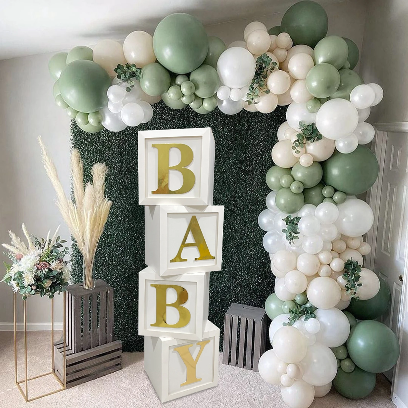 

Golden Custom Baby Shower Box Balloon Box Birthday Party Decorations Kids Gender Reveal Wedding Party Decor Baby Shower Supplies