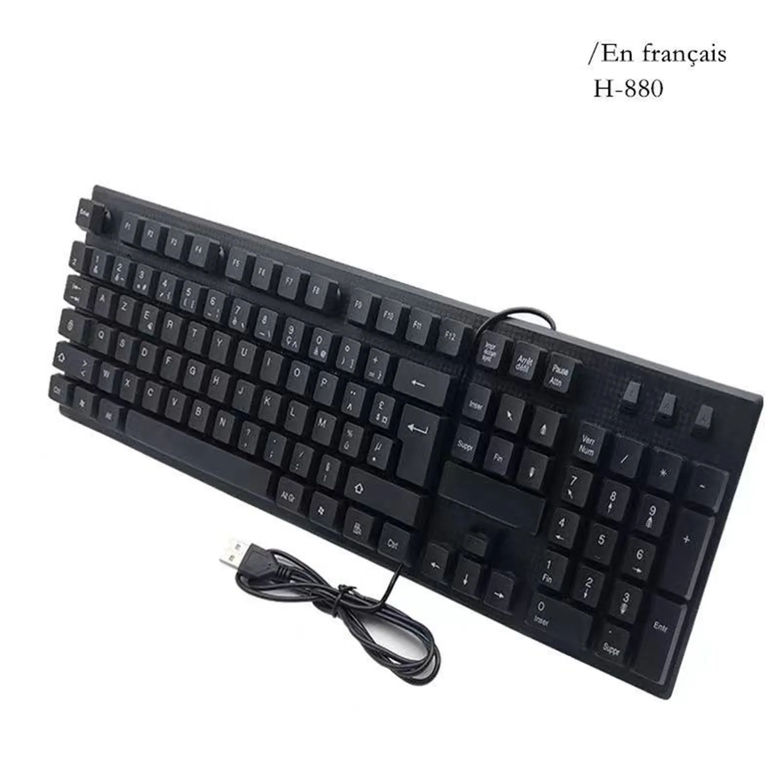 

French Wired keyboard Waterproof USB 104 keys Desktop Laptop Keyboard Ergonomic Keyboard USB Plug And Play Keyboard 2021