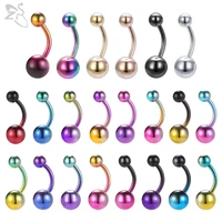 zs 1 pc mixed color navel ring 14g colorful stainless steel belly ring navel piercing belly button ring body piercing jewelry