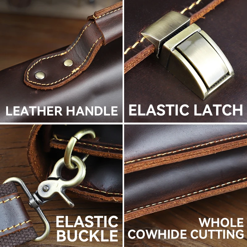 Men Briefcase Genuine Leather Laptop Bag 13.5