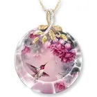 Женское круглое ожерелье Колибри, роскошное колье с розовыми пионами, Ювелирное Украшение на Хэллоуин