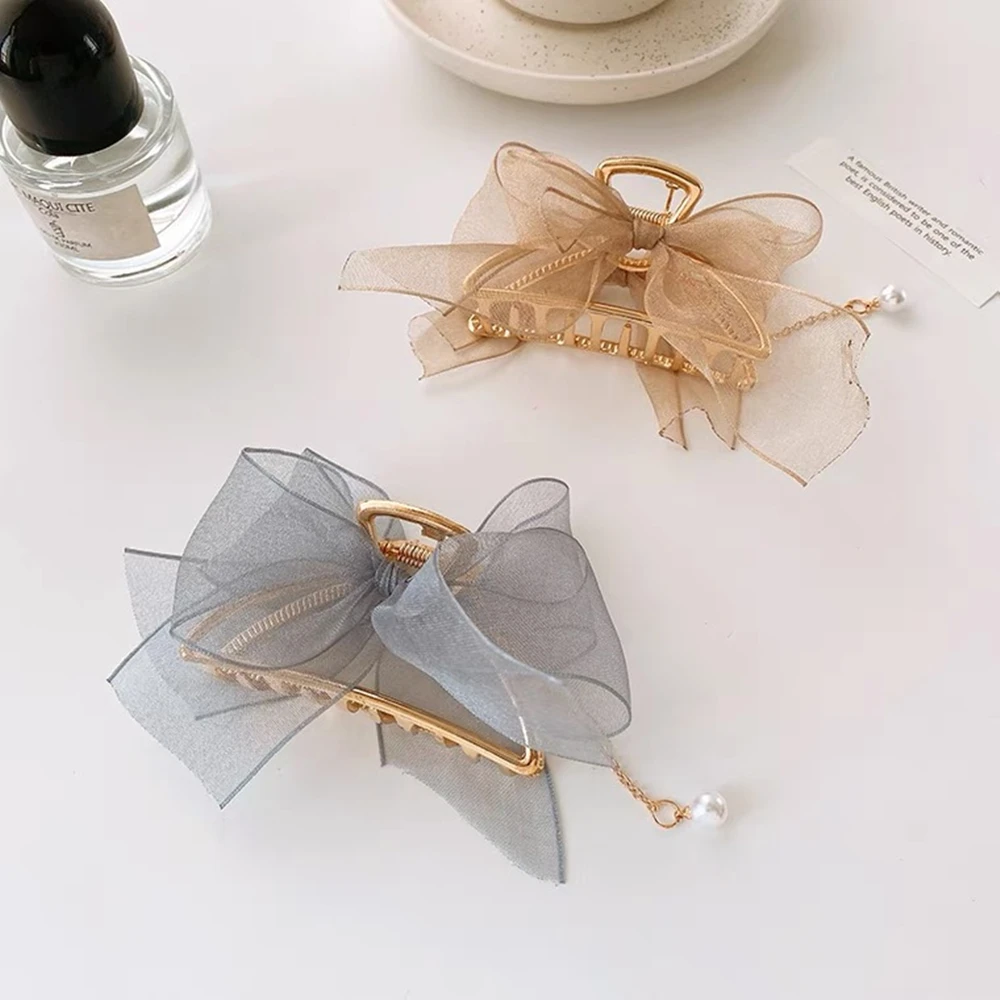 

Hot Shark Bow Pearl Headwear Hairpin Grab Hair Back Of Head