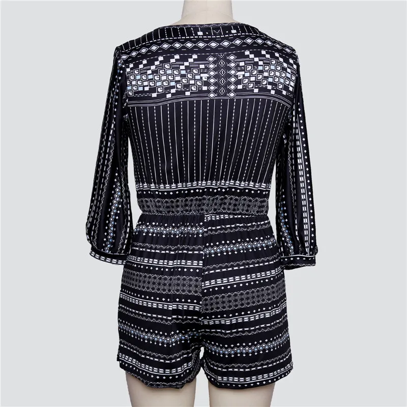 

Bigsweety Vintage Rompers Fashion Women Jumpsuit Short Overalls Jumpsuit Female Playsuit Long Sleeve Printed V Neck Sexy Romper