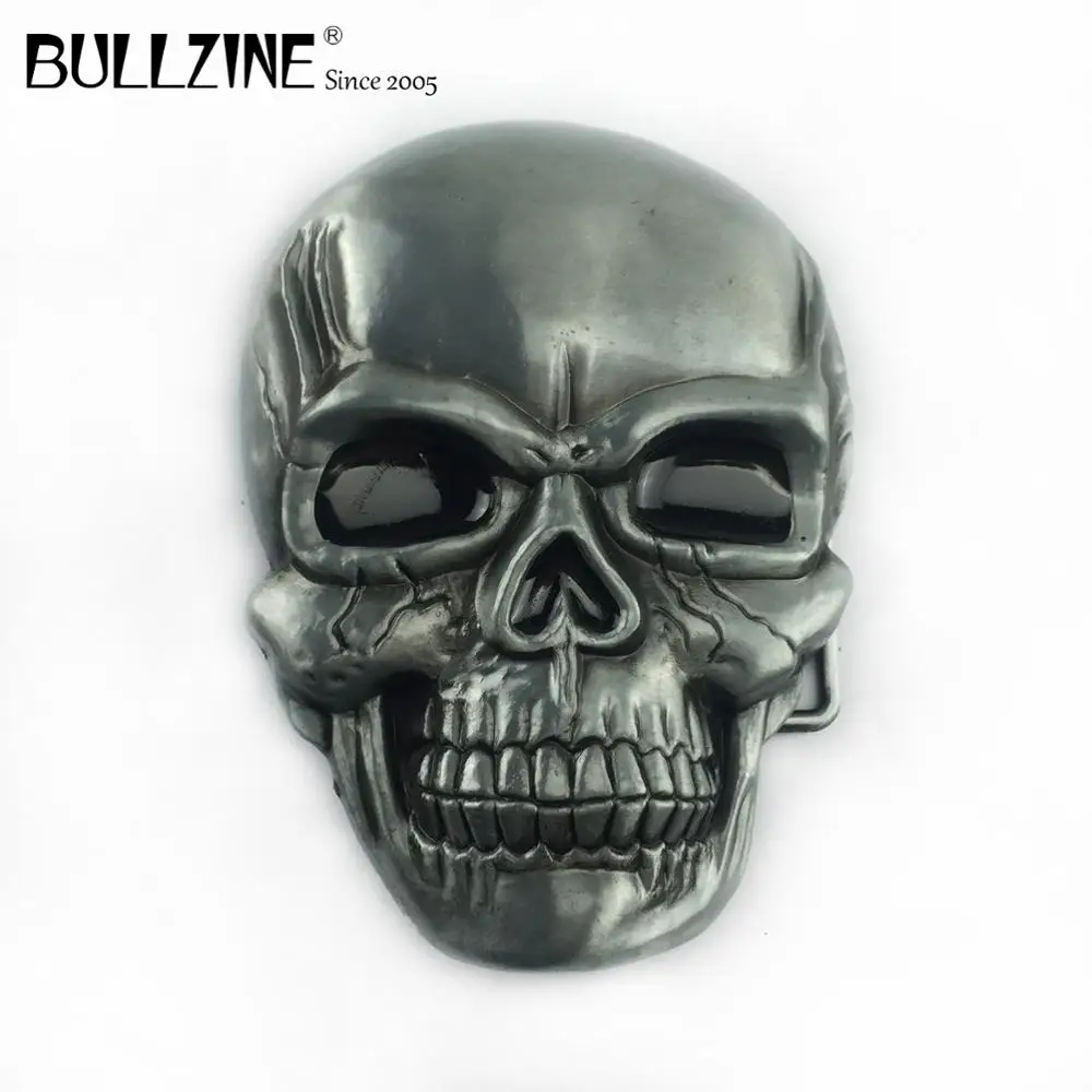 В Bullzine большой и тяжелый череп пряжки ремня с оловянной отделкой FP-03641 подходит