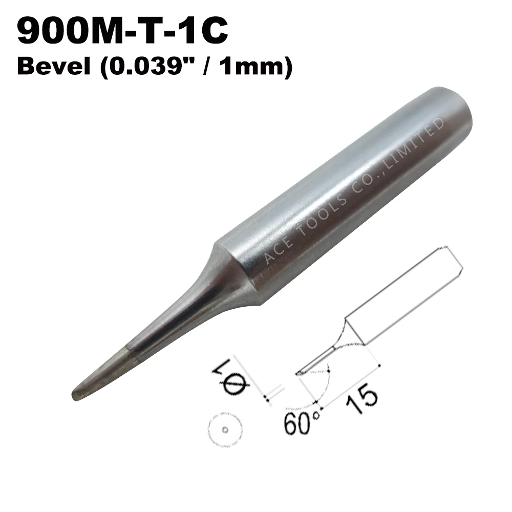 Soldering Tip 900M-T-1C Bevel 1mm for Hakko 936 907 Milwaukee M12SI-0 Radio Shack 64-053 Yihua 936 X-Tronics 3020 Iron Bit