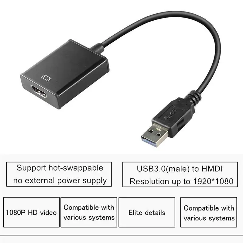 Видеоадаптер USB 3 0 Full HD 1080P конвертер в HDMI совместим с компьютером ноутбуком Windows