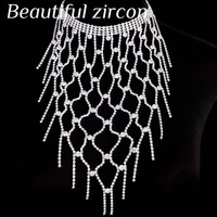 sexy women sparkling crystal tassel necklace fashion rhinestone long necklace pendant jewelry bohemian bride wedding necklace