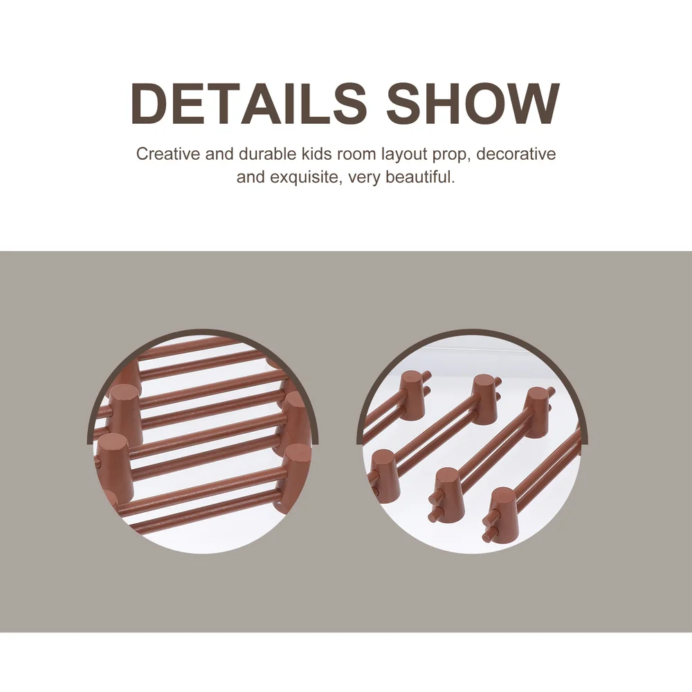 

4Pcs DIY Guard Bar Adornment Kids Room Ornament Small Farm Accessory Brown