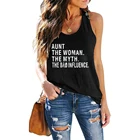 Забавный женский топ с принтом тетя женщины The Myth The Bad Print Y2k летний Свободный Топ женский жилет без рукавов для дам