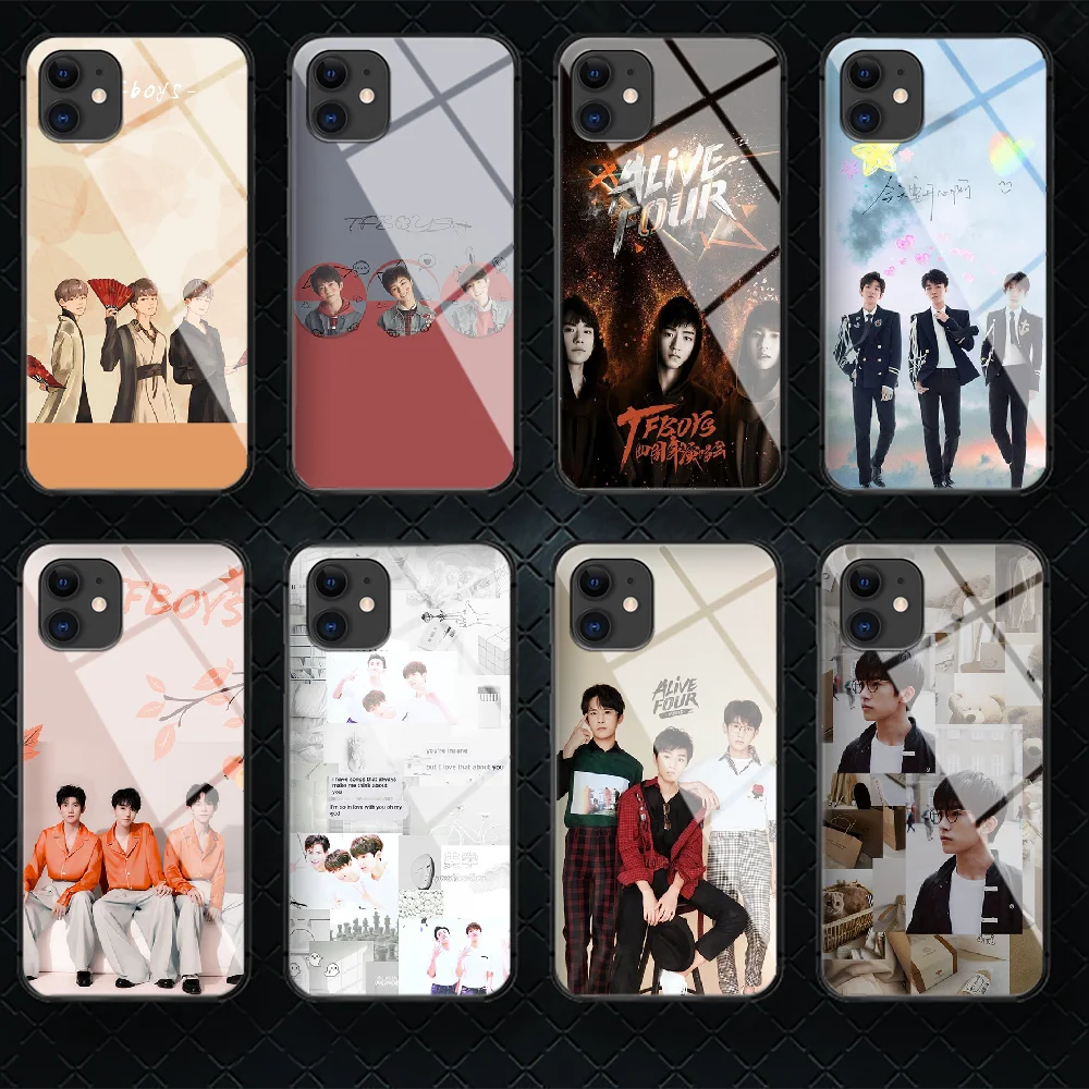 

Cool Chinese Boy-Tfbys Tempered Glass Phone Case Cover For IPhone 5 6 7 8 11 12 S Plus Xr X Xs Pro Max Mini Se 2020 Black Shell