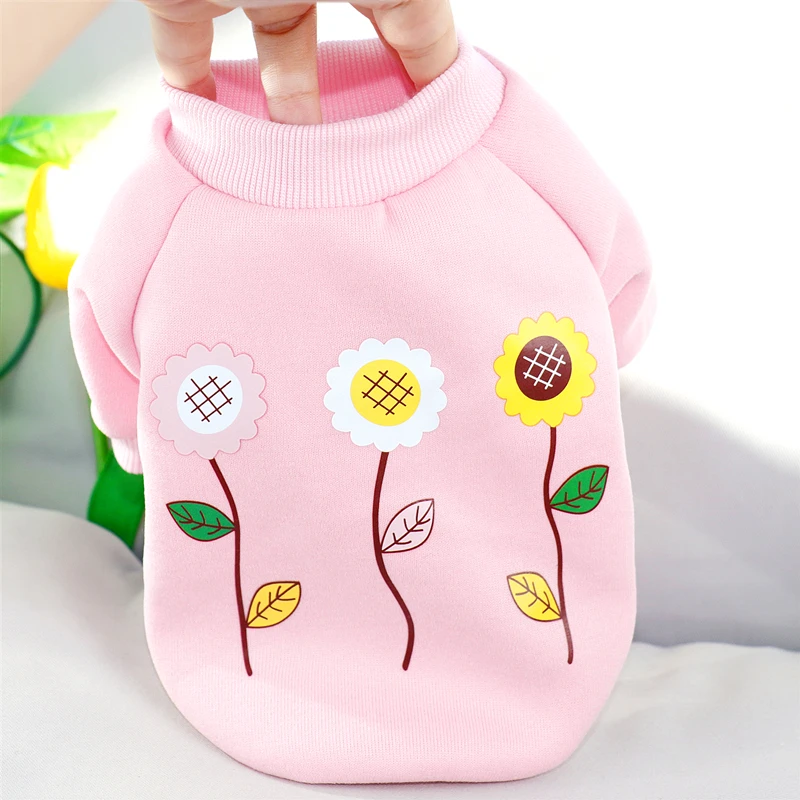 

Pet flower Sweater Autumn and Winter Clothes Dog Clothes Cat Bichon Warm Pullover Puppy Soft Two-legged Clothes Pet Products