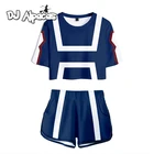 Костюм для косплея из аниме Моя геройская Академия, комплект из двух предметов, Женская Сексуальная футболка, шорты, моя боку, моя геройская академия, одежда для спортзала, спортивный костюм для девочек
