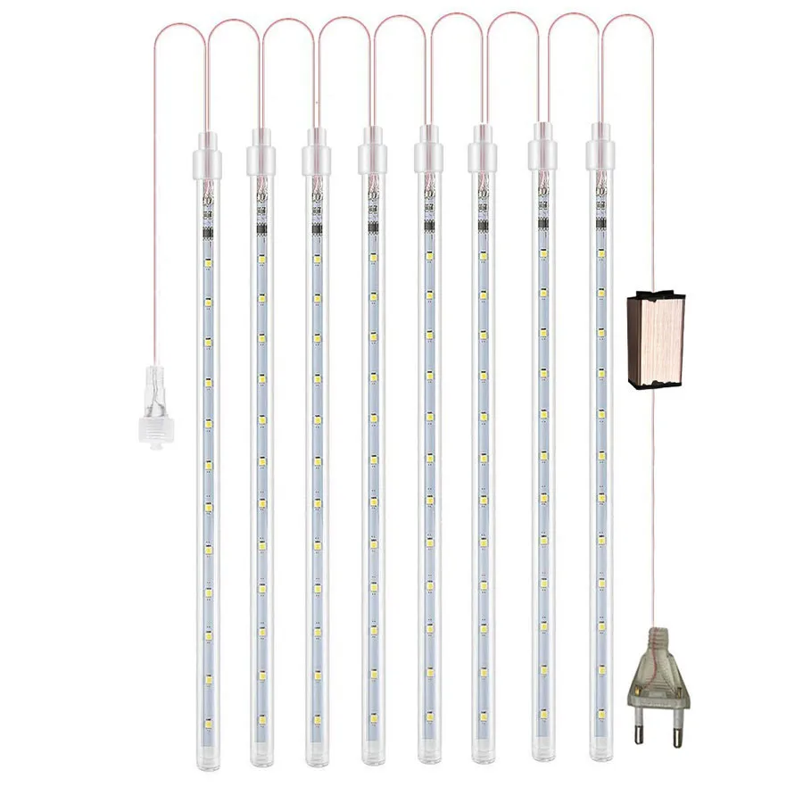 

348 LEDs Meteor Shower Rain Tube LED String Light 50CM 8 Tube Falling Rain Drop Icicle Fariy Light For Christmas Tree Halloween