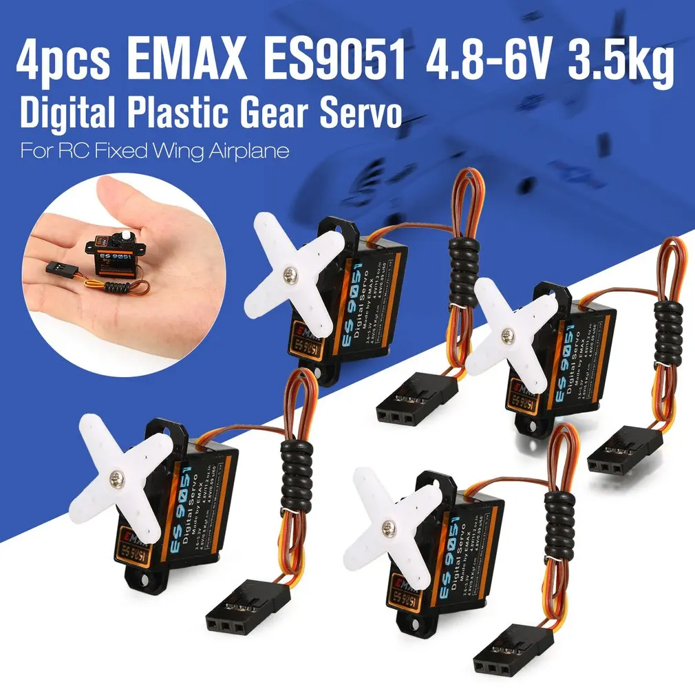 4 шт./лот EMAX ES9051 ES9251 3 г/2 5 г цифровой сервопривод Пластик Шестерни 8 V 0 кг Крутящий
