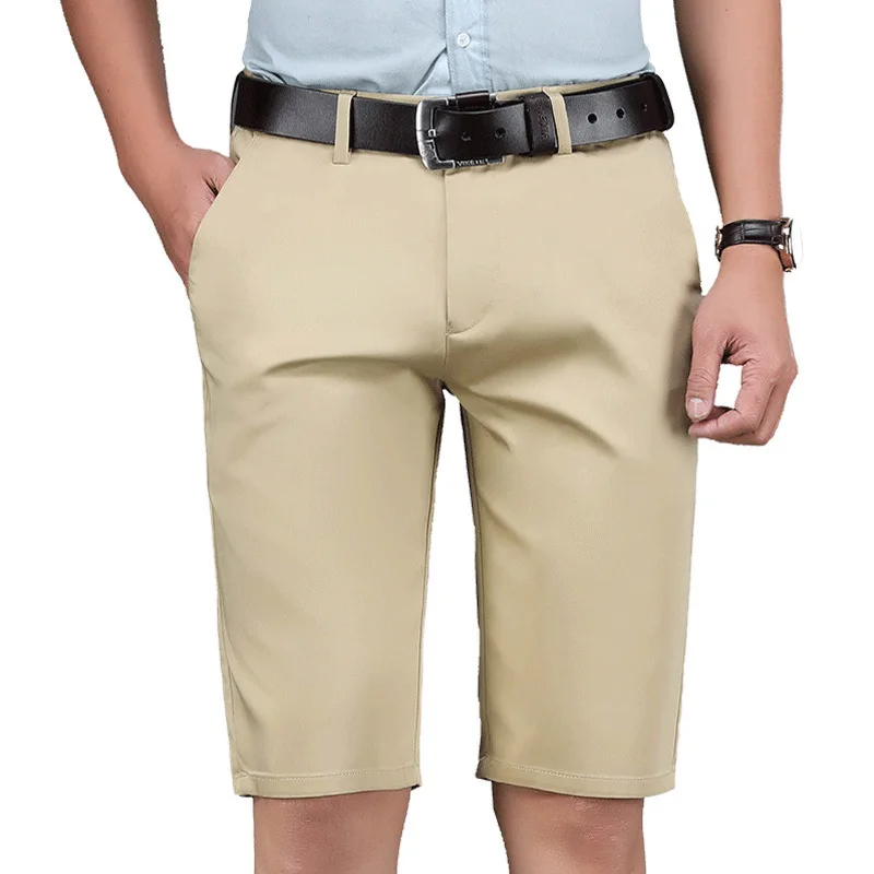 

Large Size 28-42 Summer Thin Men's Khaki Shorts Business Casual Black Five-point Pants High Quality Dark Blue Bean Green Shorts