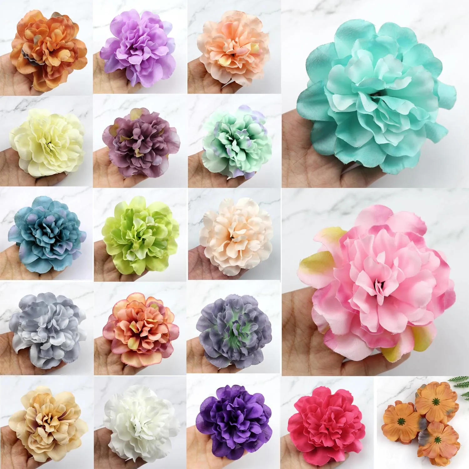 

Lulang 11cm Peony Fake Flowers Heads In Bulk Silk Flower Dahlia Rose Artificial Flower Head for Wedding Party Prom DIY 25-100pcs