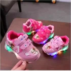 Светодиодная детская обувь Холодное сердце, уличные кроссовки для мальчиков и девочек, мультяшный дизайн, с пряжкой, светящаяся обувь, повседневная обувь