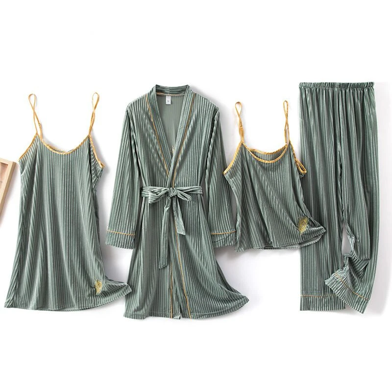 

Комплект пижамный Женский, вельветовый, 4 шт.