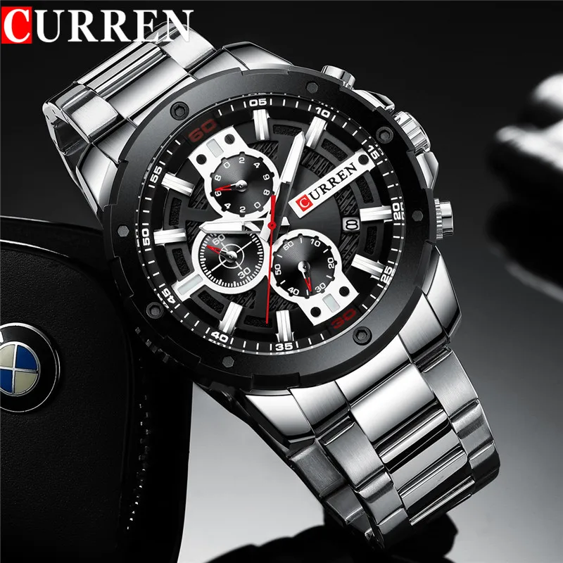 Часы Хронограф Мужские кварцевые из нержавеющей стали 8336|Кварцевые мужские часы|