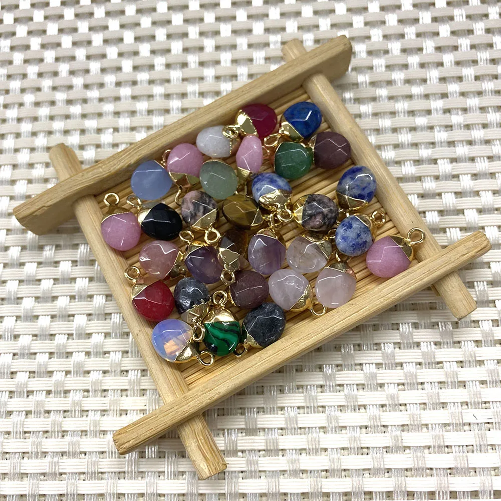 

Natural Stone Pendant Oval Colored Semi-precious Stones Obsidian Lapis Lazuli Pendant Can Be DIY Fashion Necklace Bracelet