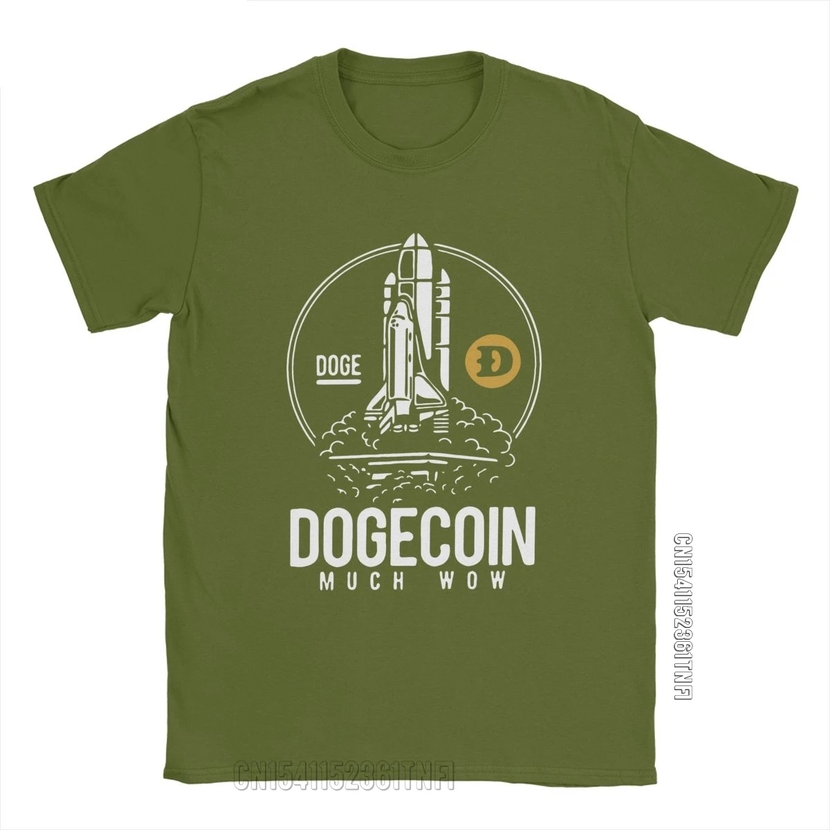 Мужские футболки Dogecoin Rocket To The Moon забавная футболка из чистого хлопка