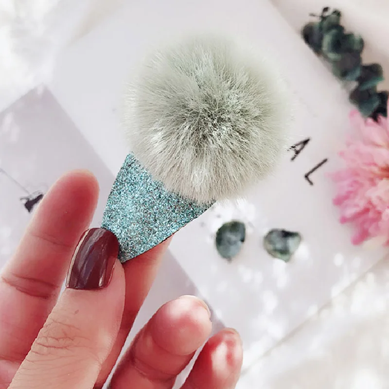 Плюшевые ВВ заколки для волос девочек милые мягкие Меховые помпоны аксессуары
