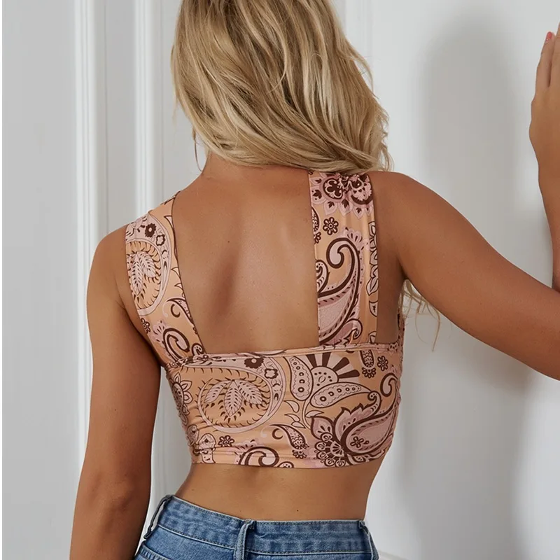 Женский пикантный ажурный жилет цвета хаки укороченный топ с цветочным принтом