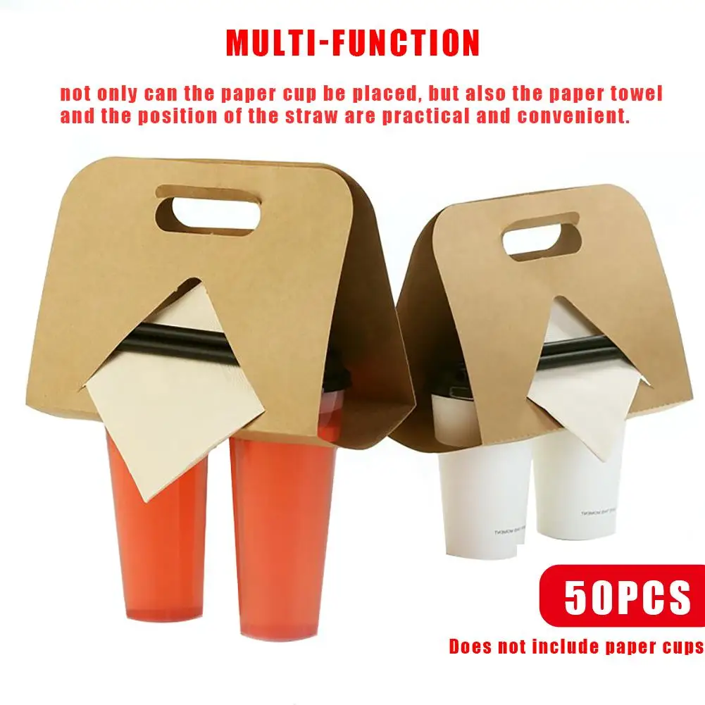 50 шт. одноразовых бумажных стаканчиков держатель для пакетов портативные чашки
