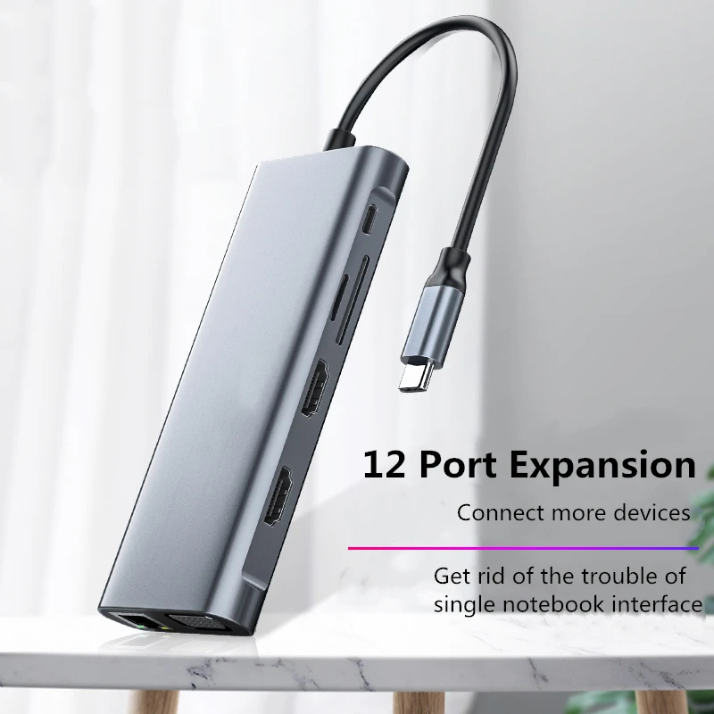 Док-станция USB-C/HDMI MST 4K VGA RJ45 подключение к LAN Ethernet разъемы для карт SD TF MacBook