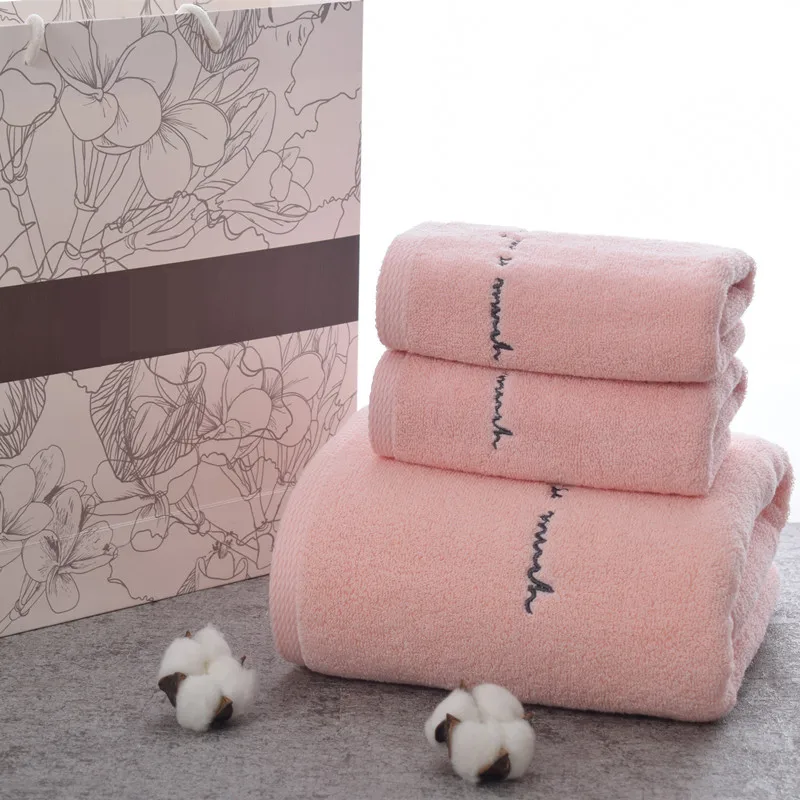 Новое поступление мягкий набор полотенец из 100% хлопка для взрослых впитывающая