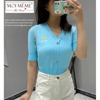2pcs wholesale women fashion knitwear spring summer new casual v neck french style clothing