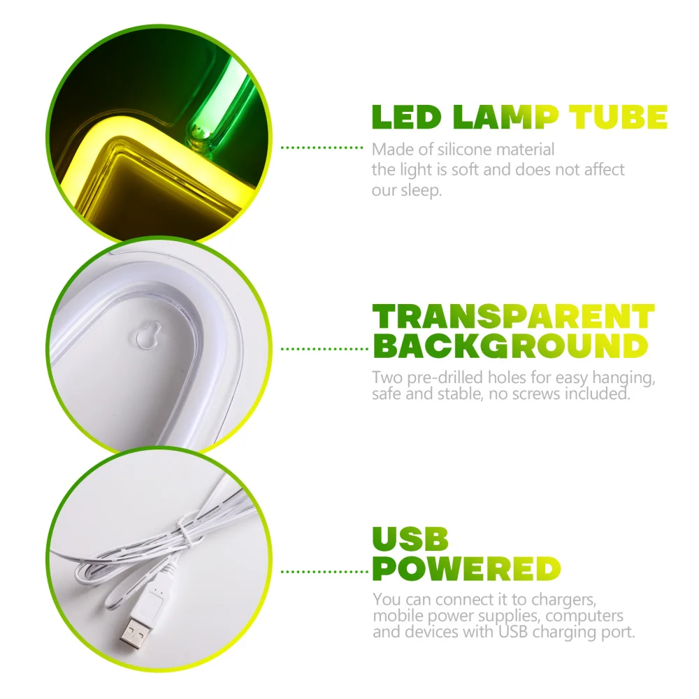 

OSALADI Shaped Neon Light Wall Hanging LED Light Simple Night Light Home Party Decoration Supply