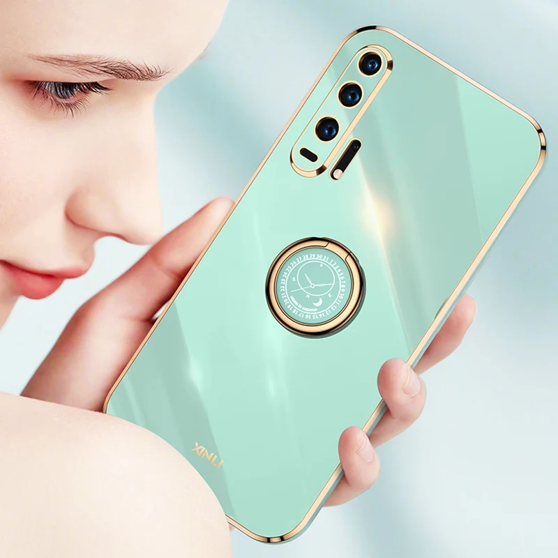 

For Huawei Nova 5T 8i 8 7 5i 5 Pro 6 SE 4 3i Case Luxury Plating Silicone Cases Huawei P50 Pro P30 P40 P20 lite Ring Stand Cover