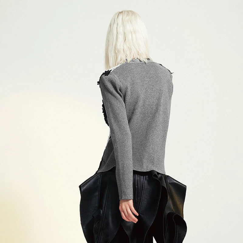 TWOTWINSTYLE Повседневный вязаный женский свитер с v-образным вырезом и длинным