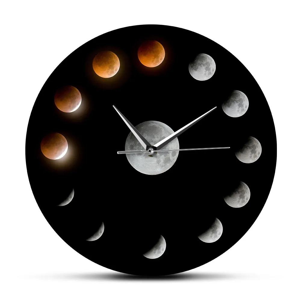 

Outer Space Series Of Total Lunar Eclipse Moon Wall Clocks De Pared Home Decoration Phases Super Moon Celestial Wall Watch