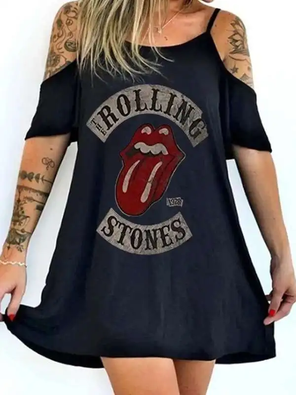 Повседневная обувь в стиле панк Стиль для губ с принтом (розы) Футболки летние