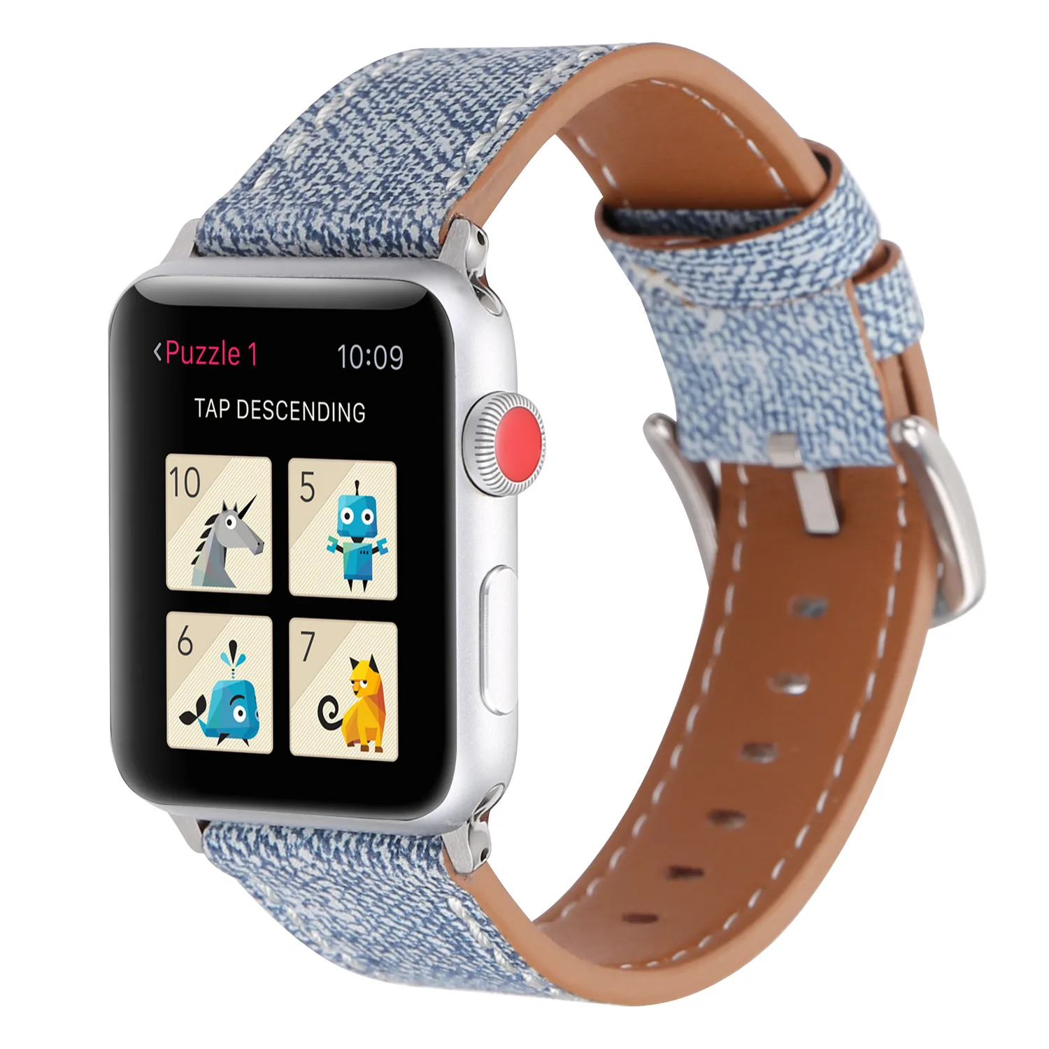 Ремешок для apple watch series 4 5 3 2 1 кожаный ремень для iwatch холст с классической пряжкой темно-синие джинсы 38 42 мм