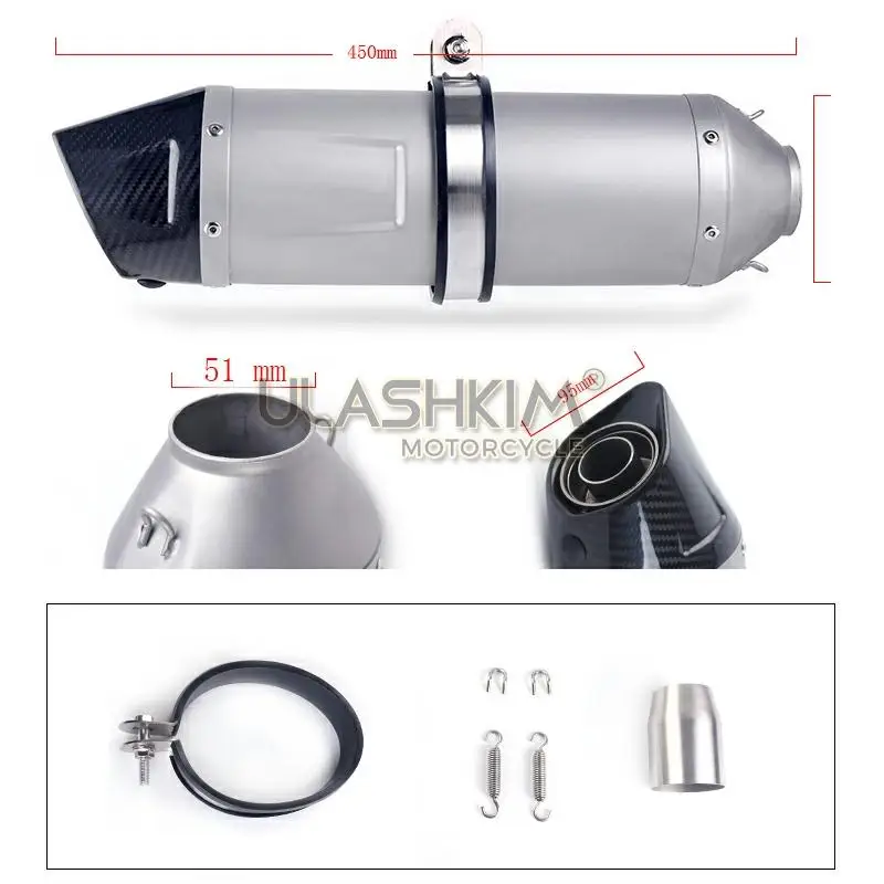 

51mm Universal Motorcycle Exhaust Escape Muffler Pipe Slip On CBR CBR600F CB750F NC700S/X NC750X/S CBR600RR CB750 CB1100